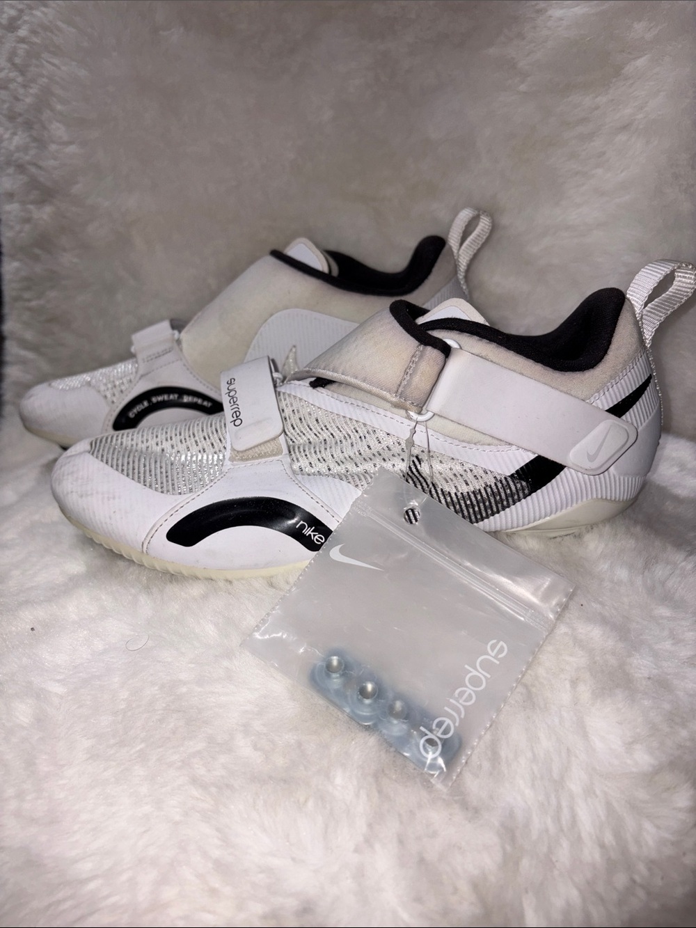 Nike Kids White and Black Strap Sneakers
